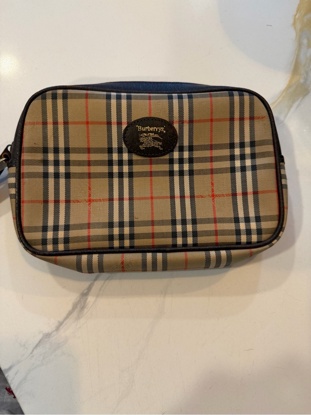 Burberry Plaid Travel Toiletry Case in Beige and Brown